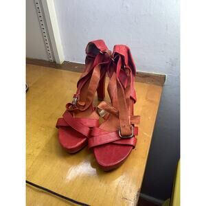 Stuart Weitzman Sandals Excess Strappy Color Block in Red size 8.5 Leather
